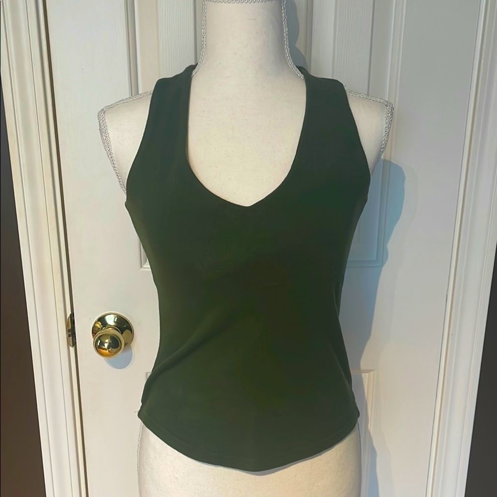 New York & Co Women's Green Sleeveless V Neck Stretchy Top. XS